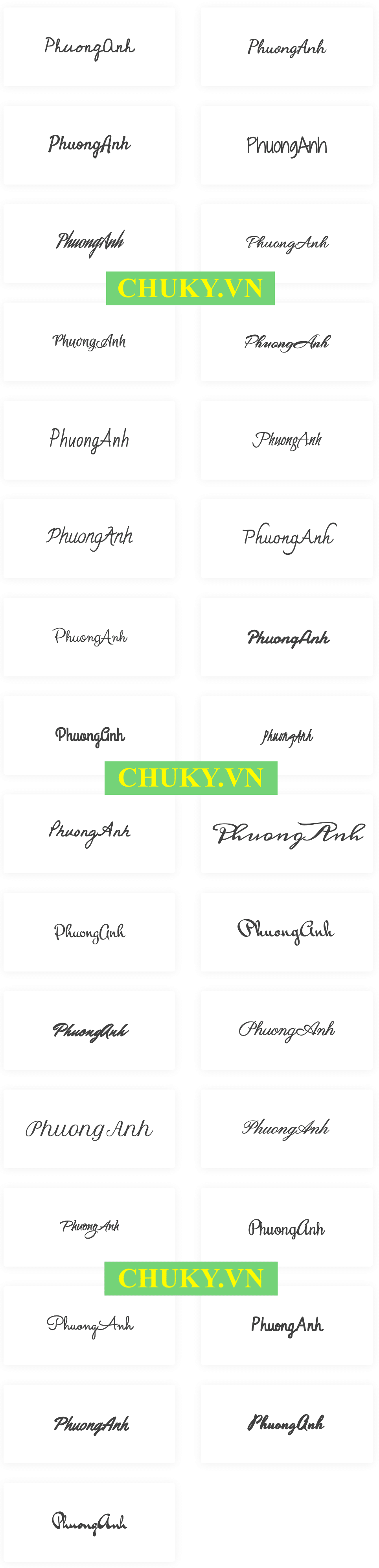 Chữ ký tên Phương Anh