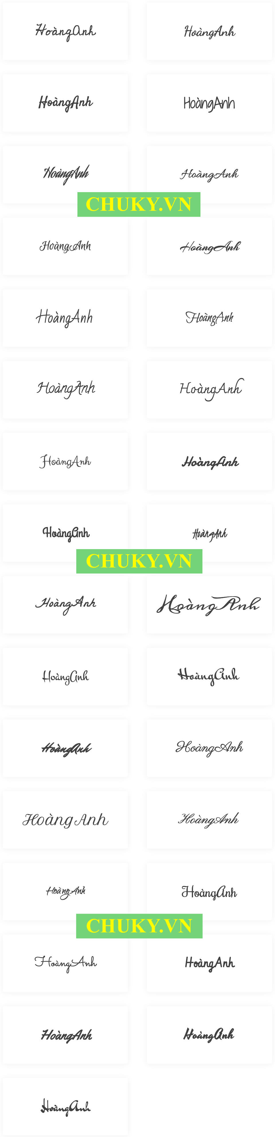 Mẫu Chữ ký tên Hoàng Anh