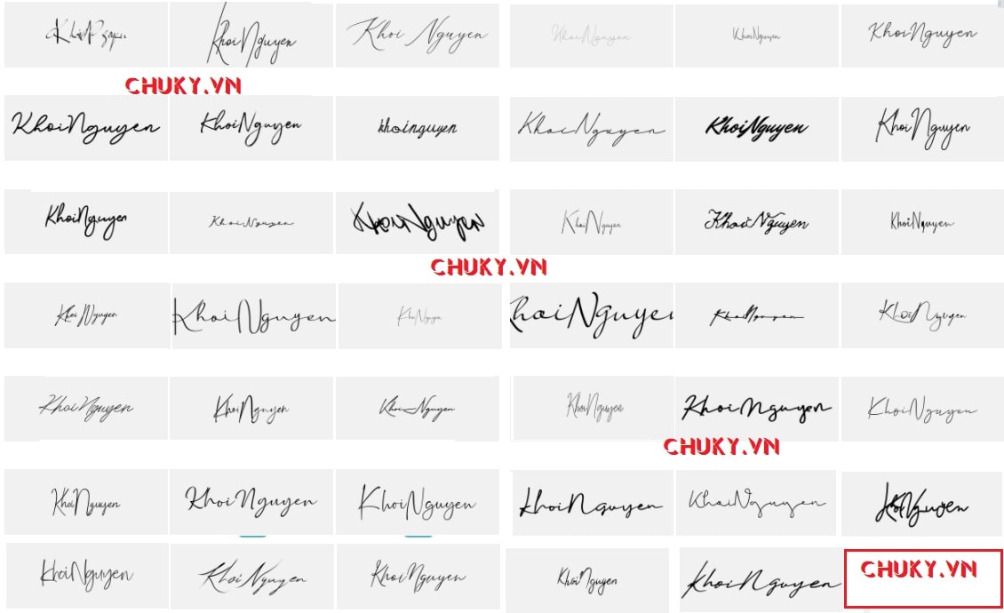Mẫu chữ ký phong thủy tên Khôi Nguyên
