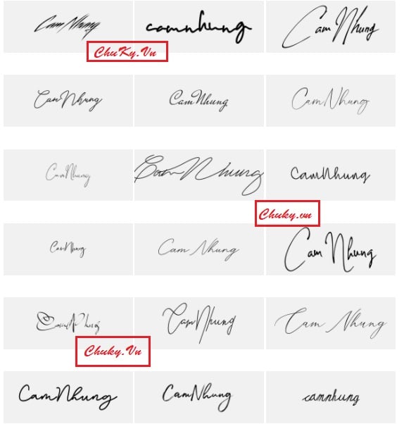 Mẫu chữ ký tên Cẩm Nhung đẹp
