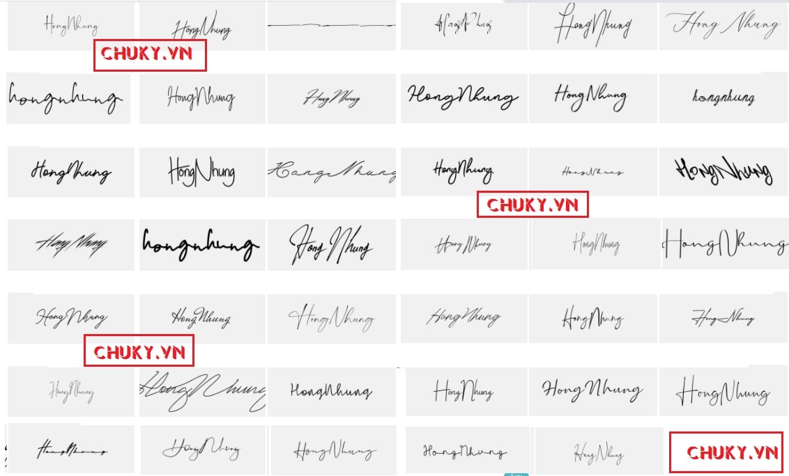 Mẫu chữ ký tên Hồng Nhung đẹp
