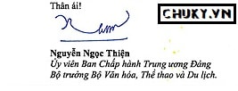 Chữ ký Bộ Trưởng Nguyễn Ngọc Thiện