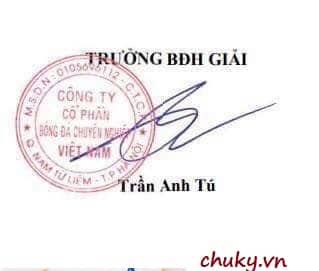 Chữ ký Trần Anh Tú Chủ tịch HĐQT Công ty CP Bóng đá chuyên nghiệp Vn (VPF).