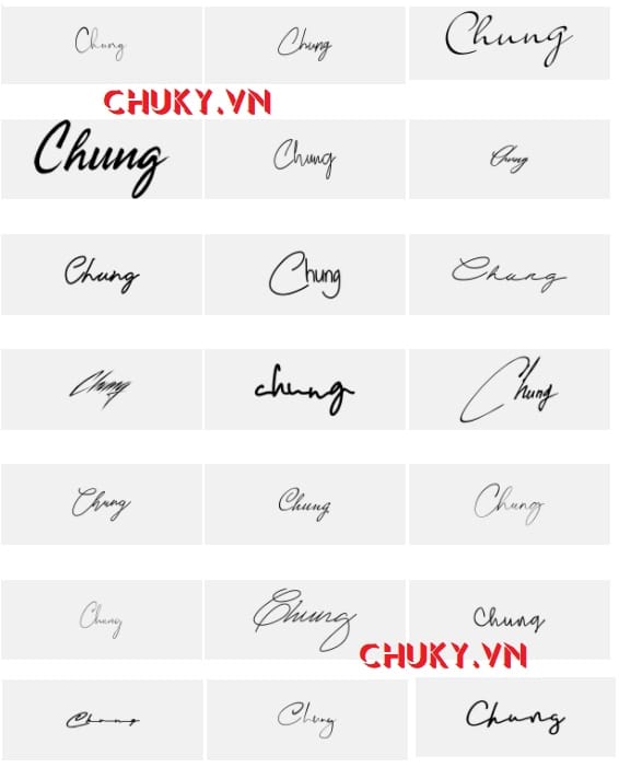 Chữ ký đẹp tên Chung