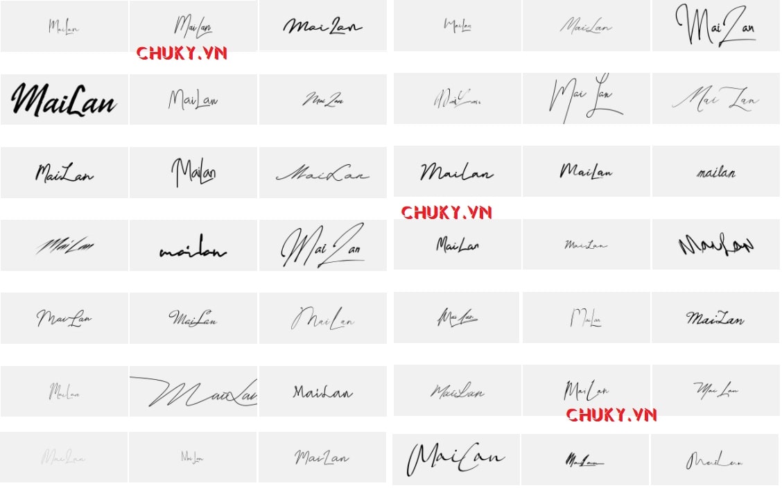 Chữ ký tên Mai Lan độc đáo
