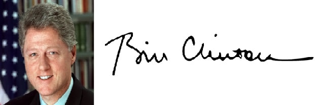 Chữ ký tổng thống Bill Clinton