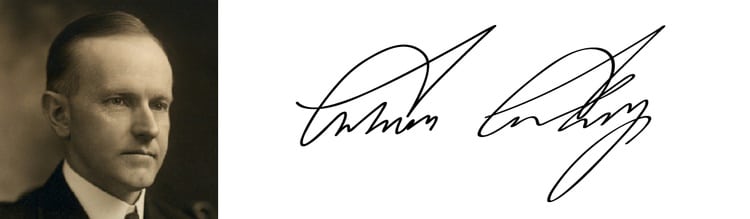 Chữ ký tổng thống Calvin Coolidge