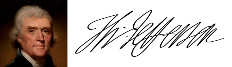 Chữ ký tổng thống Thomas Jefferson