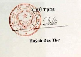 Chữ ký Huỳnh Đức Thơ {Chủ tịch UBND TP Đà Nẵng}