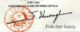 Chữ ký chủ tịch nước Trần Đức Lương