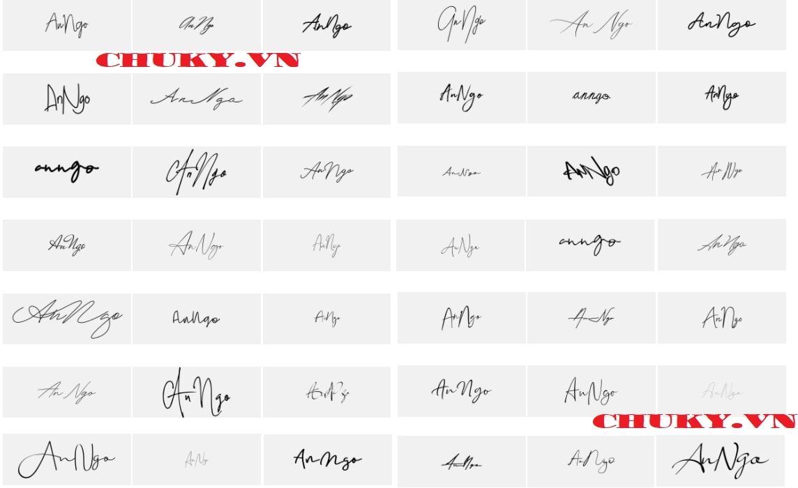 Chữ ký tên An Ngọ đơn giản