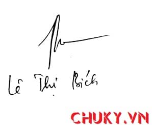Chữ ký tên Lê Thị Bích đơn giản
