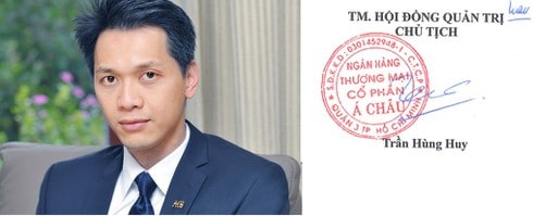 Chữ Ký Trần Hùng Huy { Chủ tịch HĐQT Ngân Hàng TM CP Á Châu}