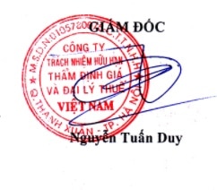 Chữ ký Nguyễn Tuấn Duy [GĐ Công Ty TNHH Thẩm Định giá Và Đại Lý Thuế Việt Nam]