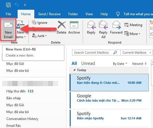 Bấm chọn New Email