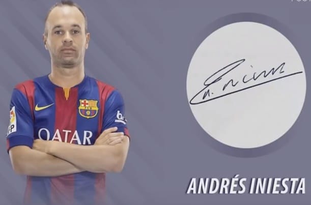 Chữ ký tiền vệ Andrés Iniesta