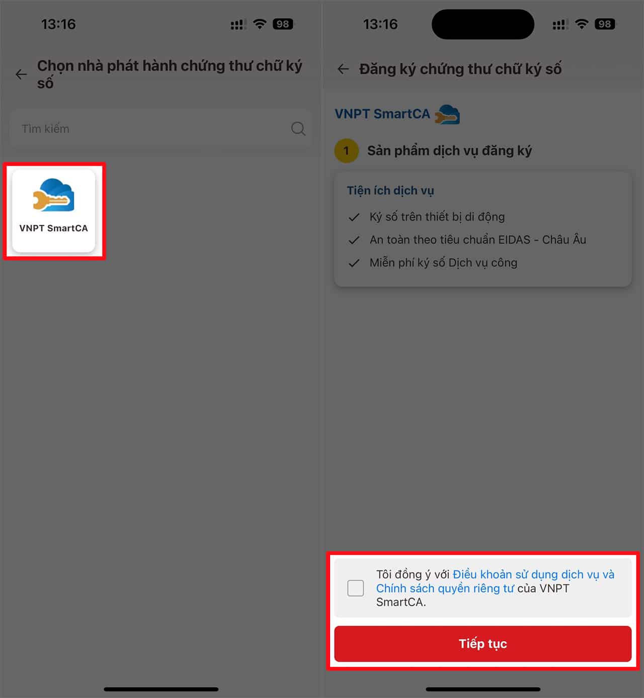 Chọn vào mục VNPT SmartCA