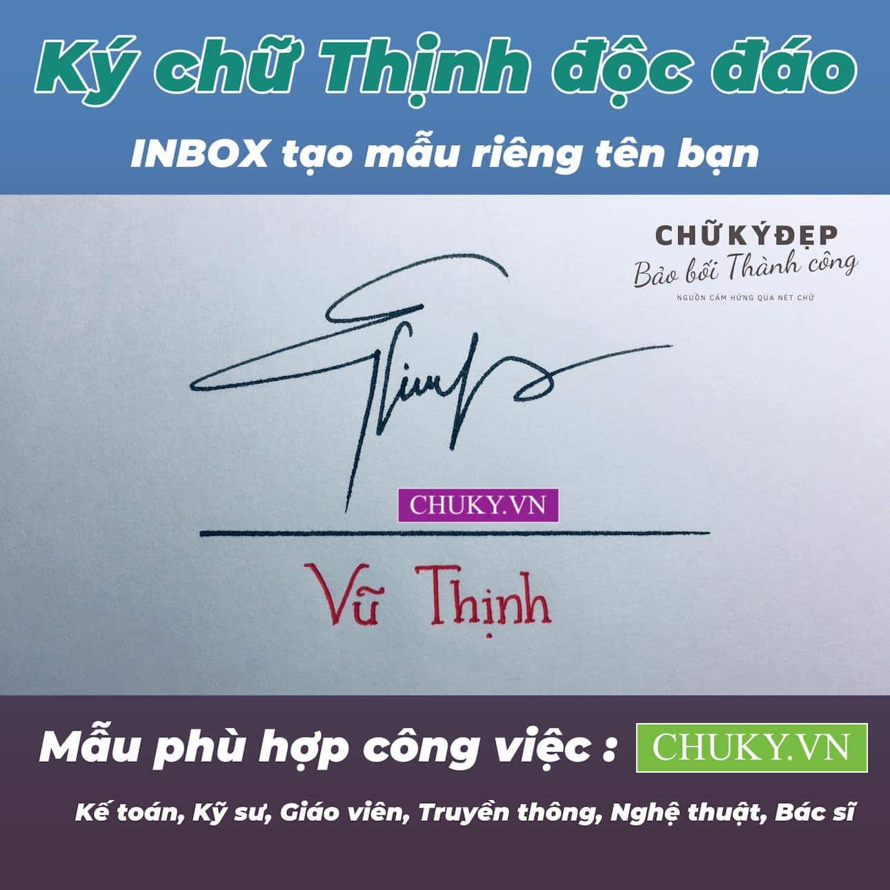 Mẫu chữ ký tên VŨ THỊNH đẹp