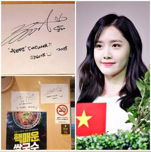 Chữ ký của Yoona tại quán phở