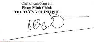 Chữ ký của thủ tướng Phạm Minh Chính