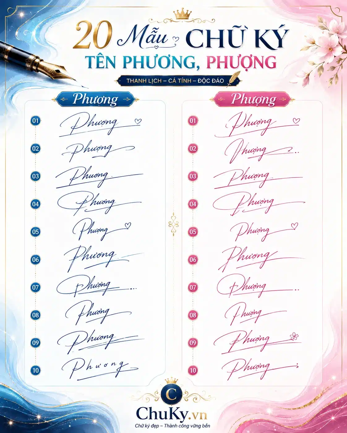 20 Chữ Ký Mẫu Tên Phương, Phượng