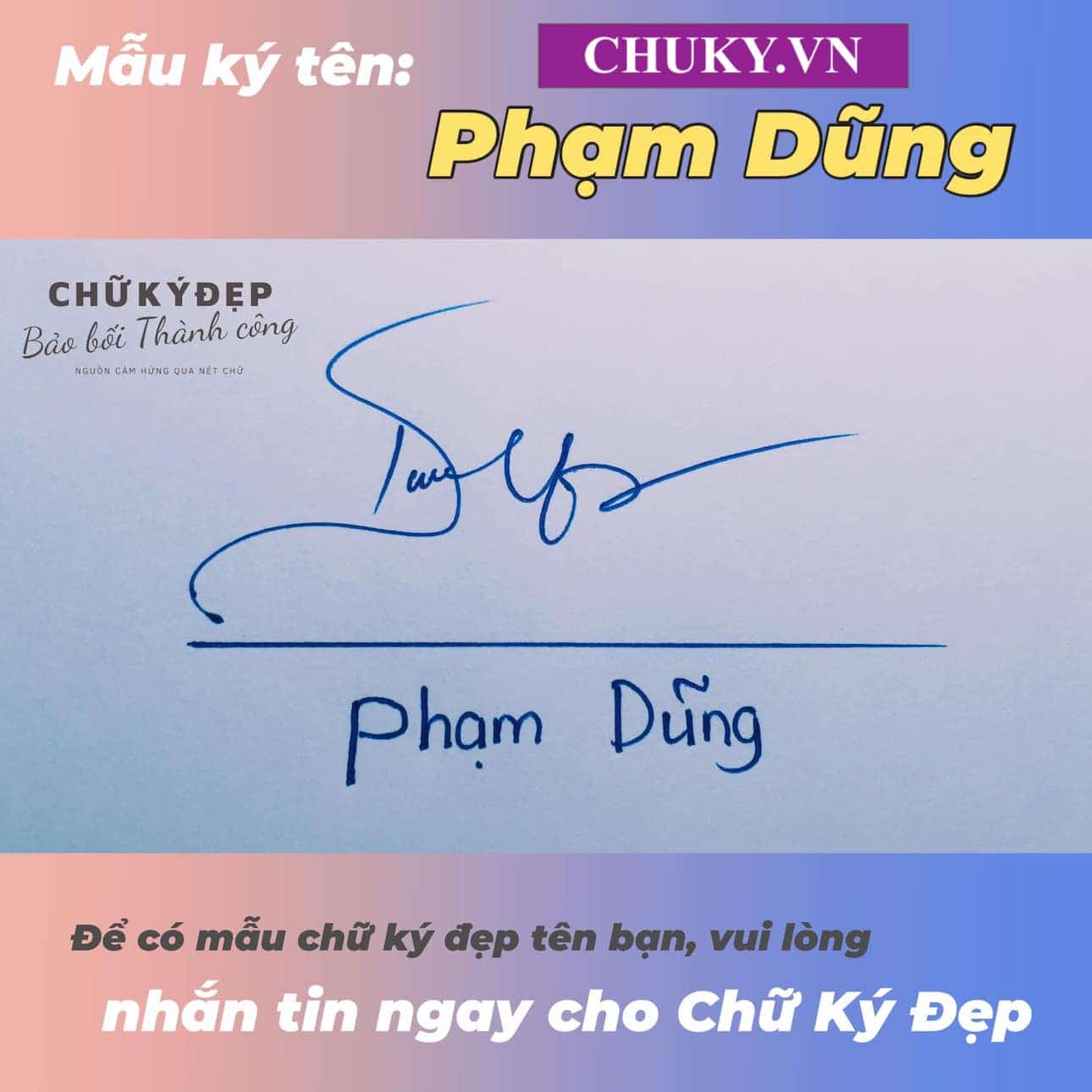 Mẫu chữ ký tên DŨNG đơn giản