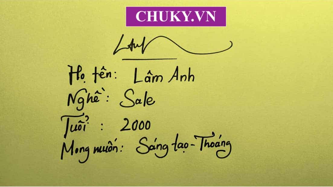 Mẫu chữ ký tên LÂM ANH