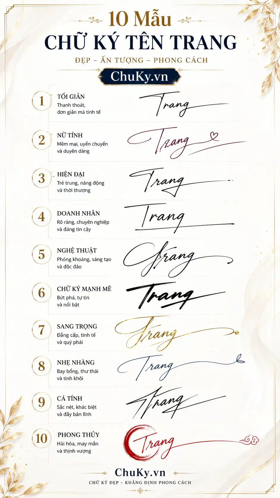 10 Chữ Ký Tên Trang Đẹp Nhất