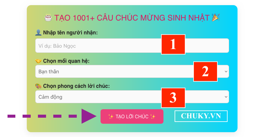Cách Tạo Lời Chúc Sinh Nhật Online Với Web Chuky.vn