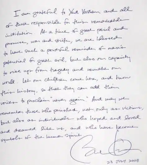Mẫu thư có chữ ký của Obama năm 2008