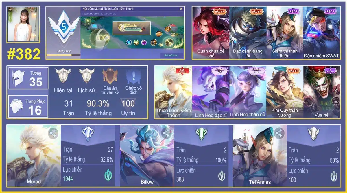 Acc liên quân cộng đồng VIP có nak vệ thần