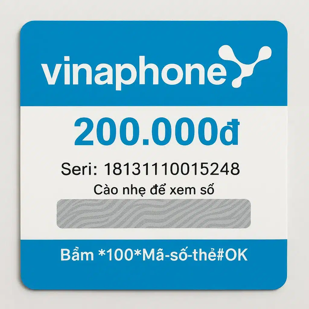 Ảnh Thẻ Vinaphone 200k có số seri