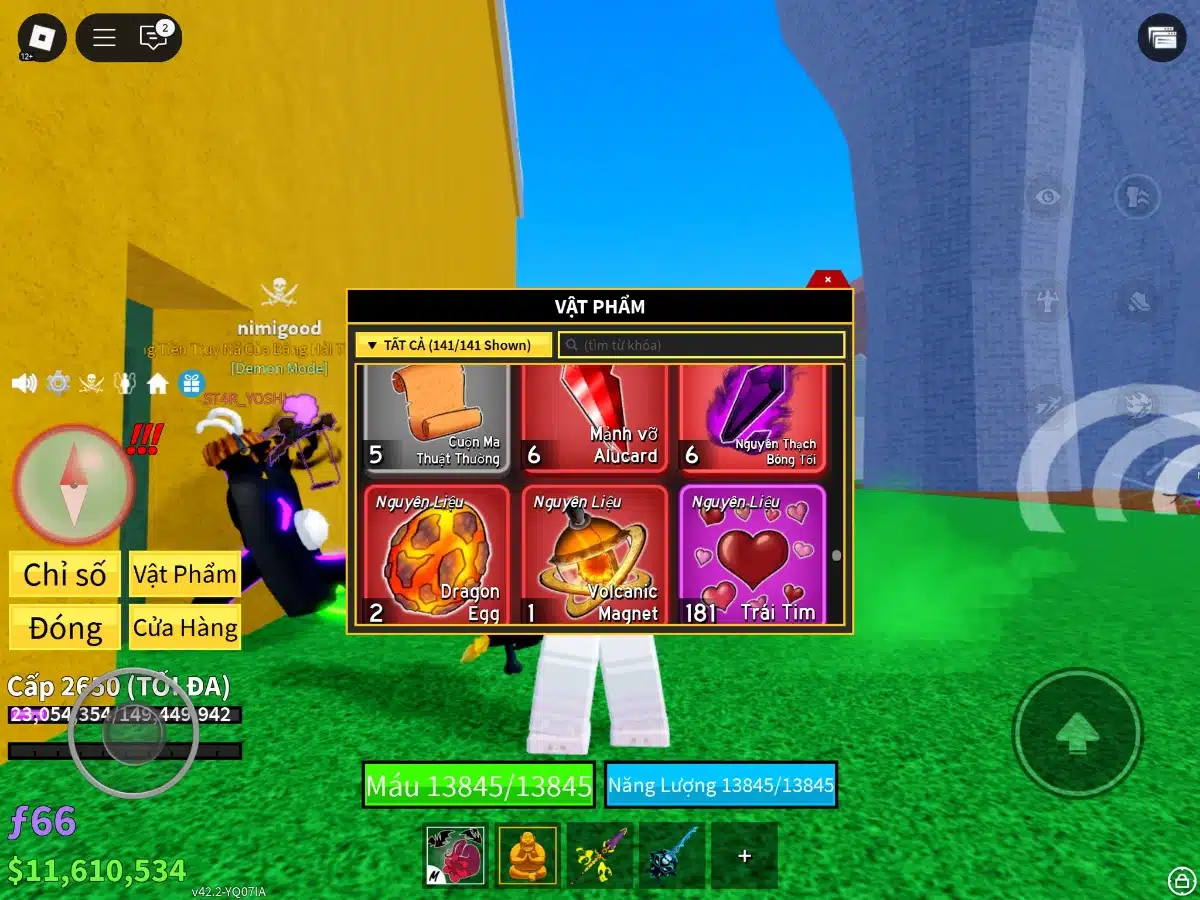 Ảnh acc Blox Fruit Level max 2650 vip