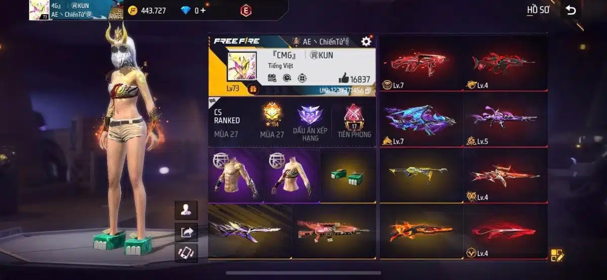 Ảnh nick free fire giàu nữ