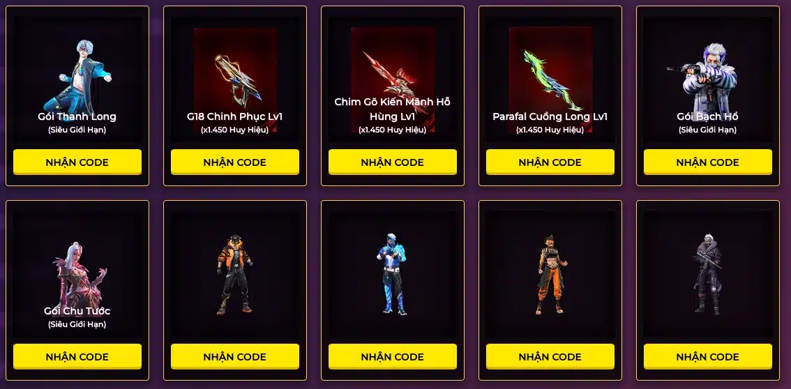 Các loại vật phẩm shopneverdie 09.com