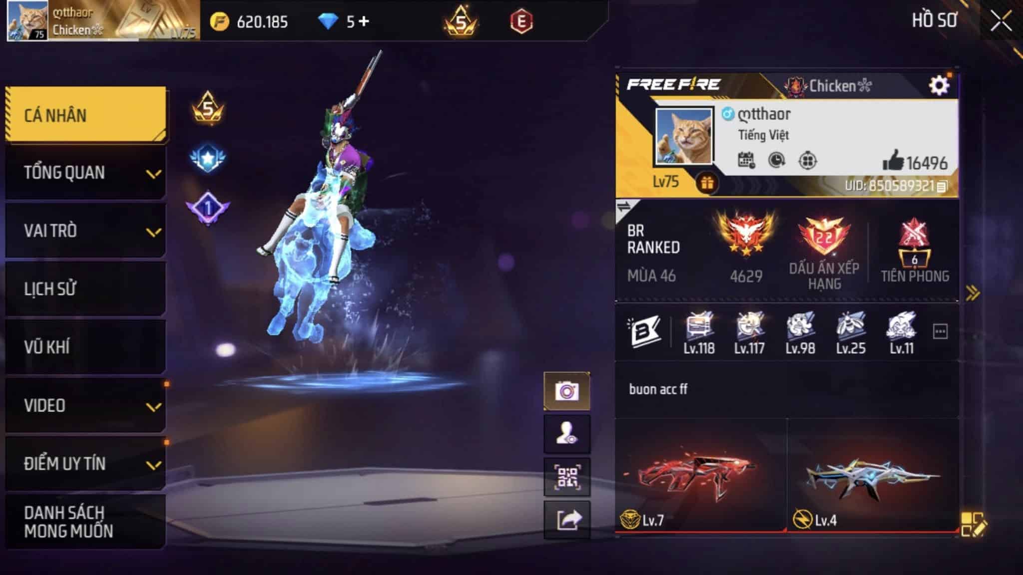 Cho nick ff full skin súng lv7