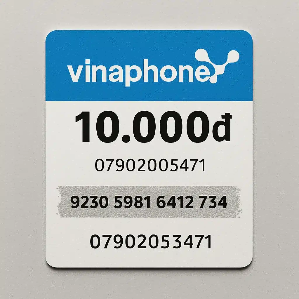 Hình Ảnh Thẻ Vinaphone 10k có số seri