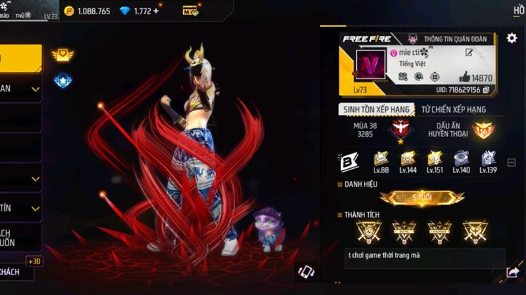 Hình acc FF nữ giàu