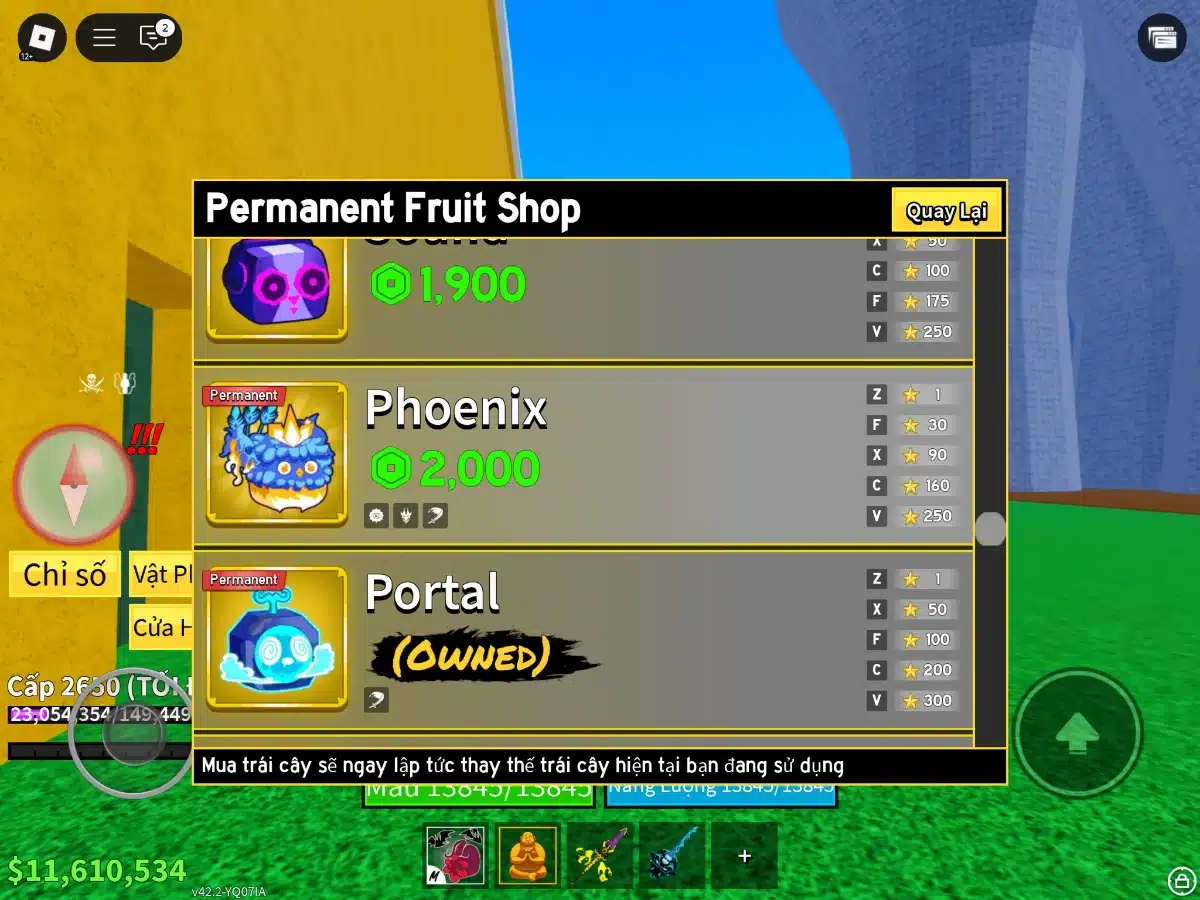Hình ảnh acc Blox Fruit Lv 2650