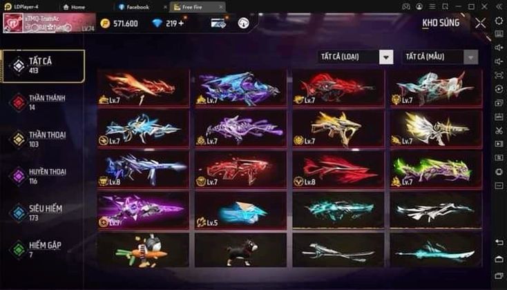 Hình ảnh acc ff full skin súng lv7 VIP