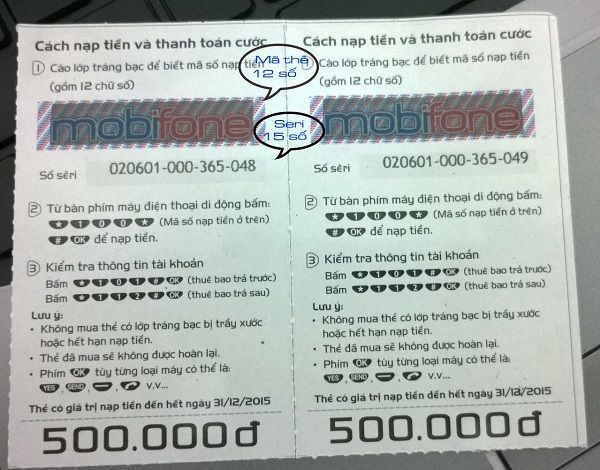 Hình ảnh card mobi 500k chưa cào