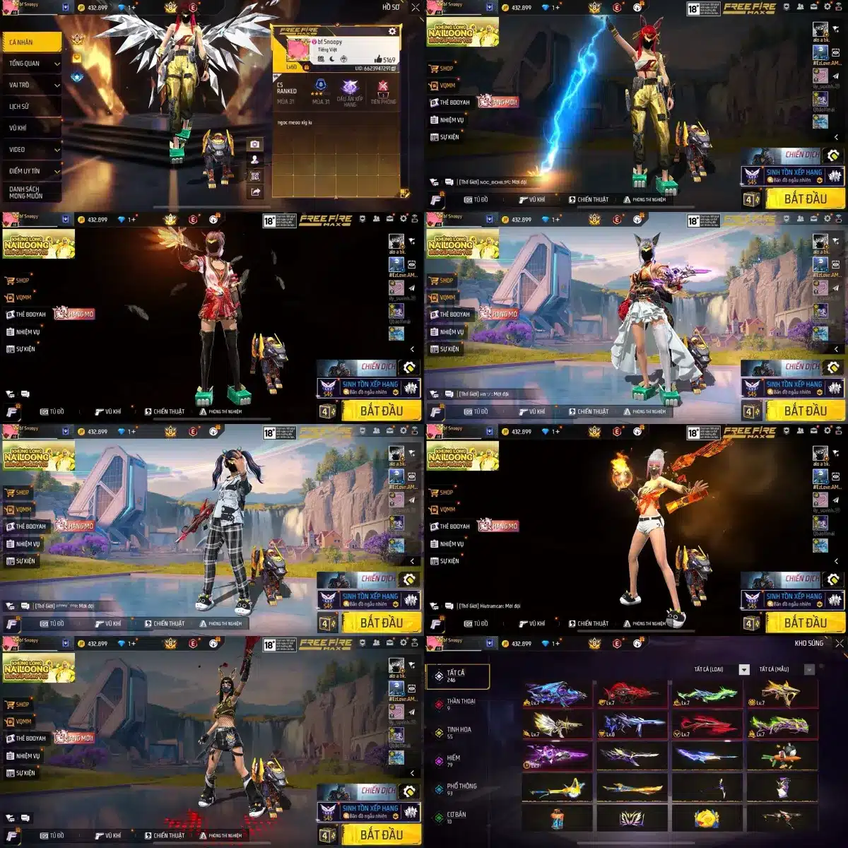 Hình ảnh nick free fire giàu nữ VIP