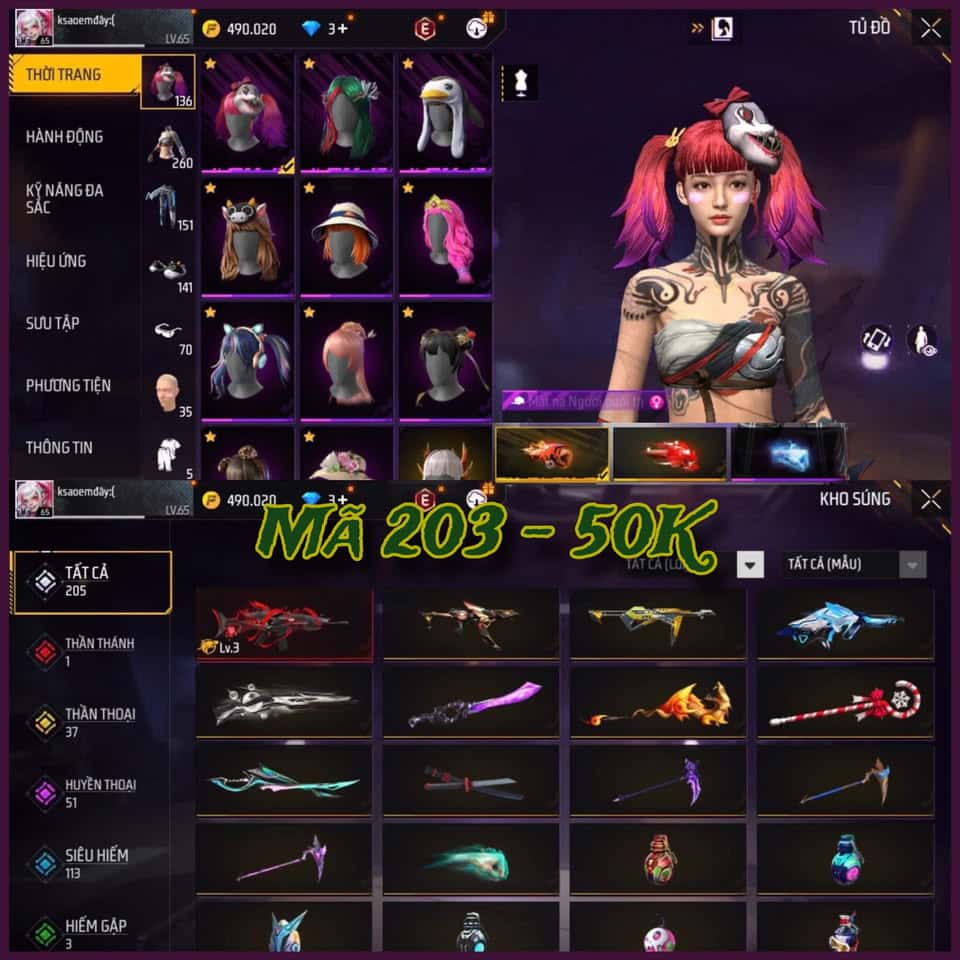 Share acc ff 50k full súng lv7