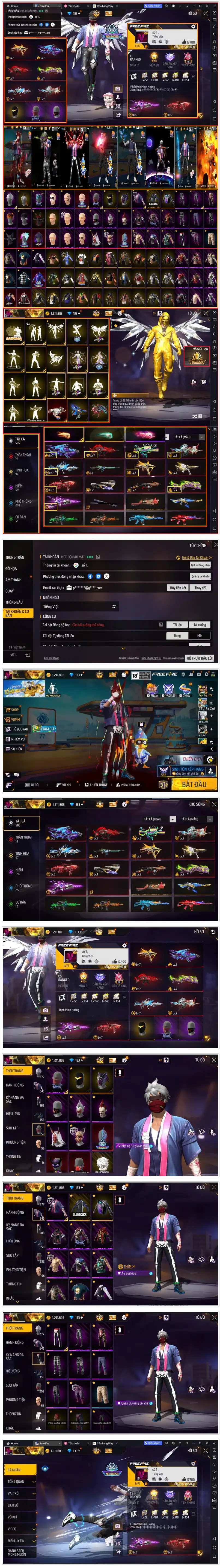 Shop acc FF 50k ngon siêu VIP có mp40 mãng xà full súng lv7