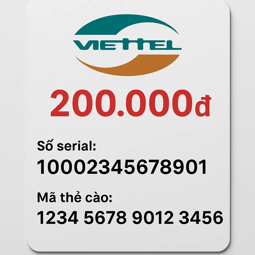 Thẻ Viettel 200k free có số seri
