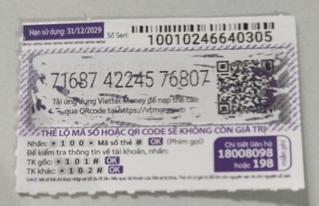 100k hình ảnh thẻ viettel 200k cào rồi