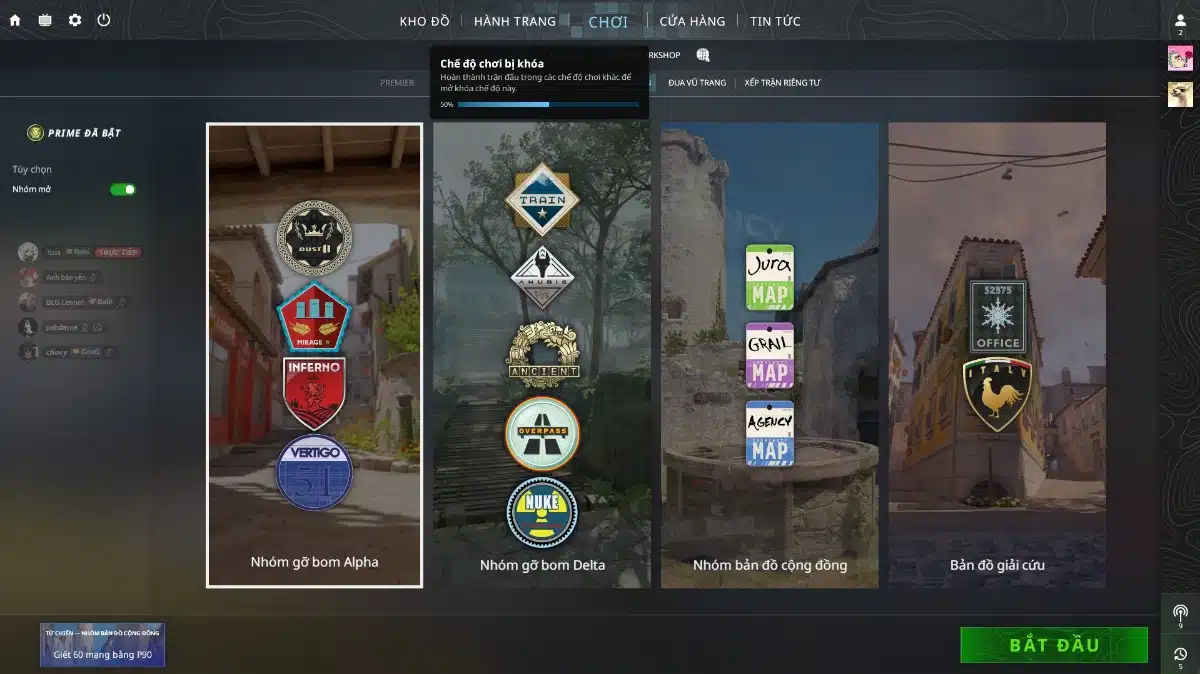 Cho Acc CSGO Prime free