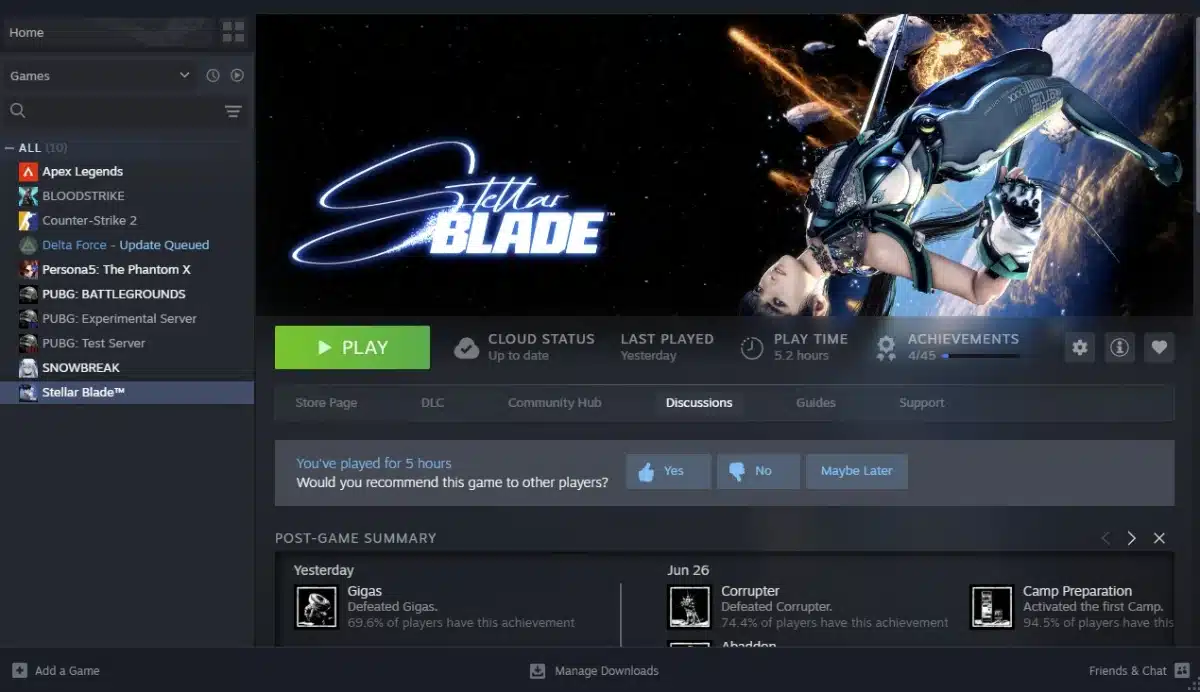 Acc steam có game stella blade