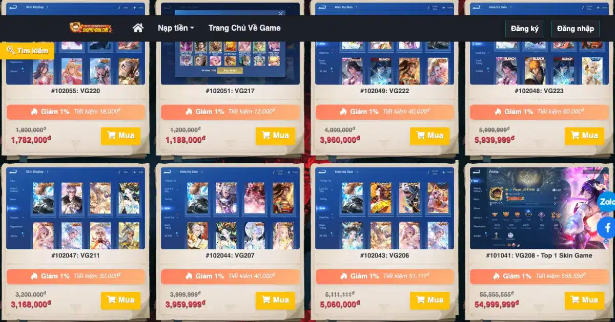 Ảnh Shop Bán Acc Vương Giả Vinh Diệu Có Giá Chi Tiết