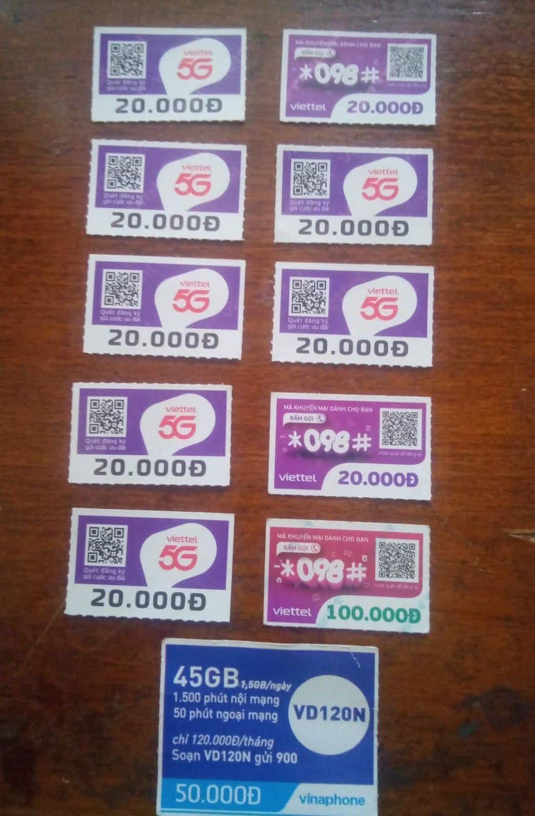 Ảnh card viettel 10k - 500k